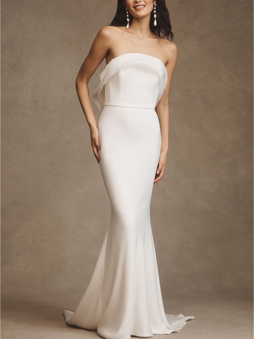Strapless White Mermaid Bridal Gown